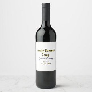Family camping vacation custom add name dateSummer Wine Label