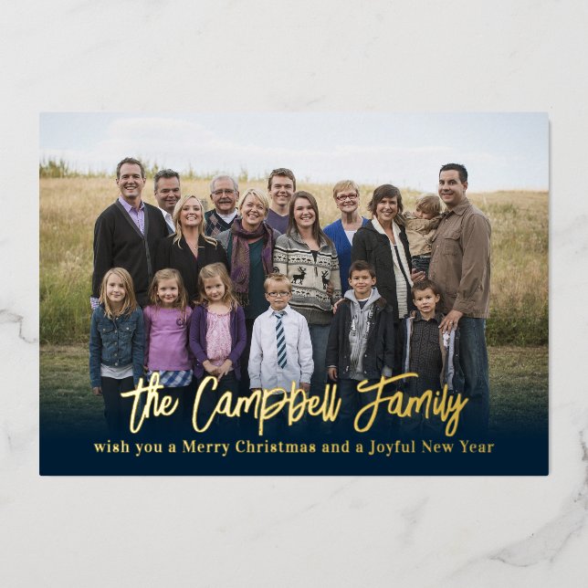 Family Cheer Foil Holiday Card Christmas Card (Front)