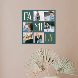 Family Chic Multi Photo Teal Foil Prints