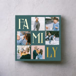 Family Chic Multi Photo Teal Foil Prints<br><div class="desc">Poster features modern photo college and Mom in foil.</div>