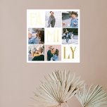 Family Chic Multi Photo White Foil Prints<br><div class="desc">Poster features modern photo college and Mom in foil.</div>