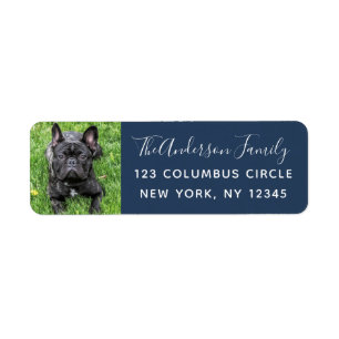 Family Chien Photo Blue Custom Adresse de retour