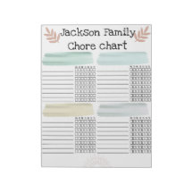 Family Chore chart tear off weekly