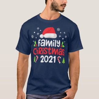 Family Christmas 2021 Merry Xmas Santa Hat Pajama T-Shirt