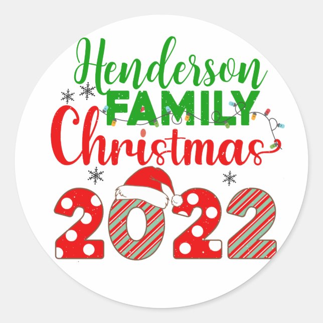 Family Christmas 2022 Classic Round Sticker (Front)