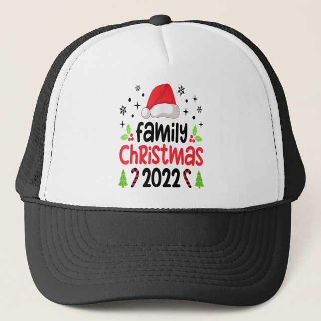 Family Christmas 2022 Matching Squad Santa Elf Fun Trucker Hat (Front)