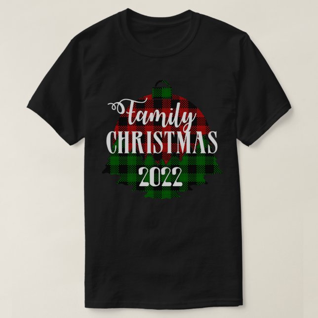 Family Christmas 2022 red and plaid T-Shirt (Design Front)