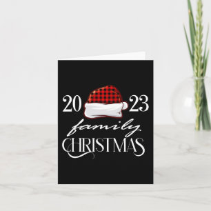 Family Christmas 2023 Santa Hat Buffalo Red Plaid Card