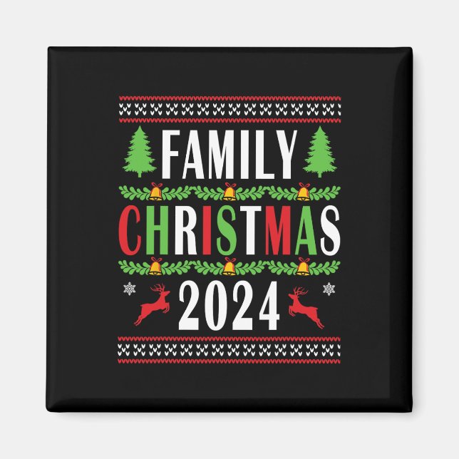 Family Christmas 2024 Funny Matching Xmas Tree  Magnet (Front)