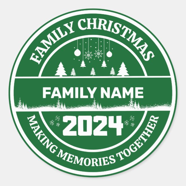 Family Christmas 2024| Making Memories Together  Classic Round Sticker (Front)