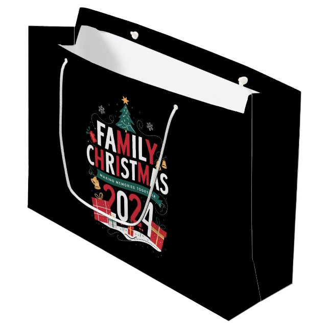 Family Christmas 2024 Making Memories Together Large Gift Bag (Front Angled)