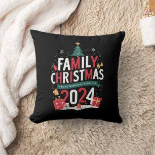Family Christmas 2024 Making Memories Together Throw Pillow