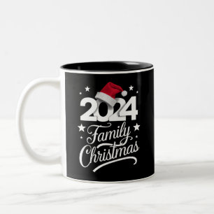 Family Christmas 2024 Matching Pajama Santa Two-Tone Coffee Mug