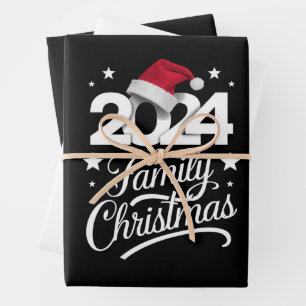 Family Christmas 2024 Matching Pajama Santa Wrapping Paper Sheet