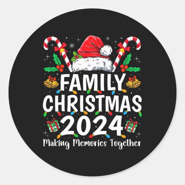 Family Christmas 2024 Matching Squad Santa Elf Fun Classic Round Sticker (Front)