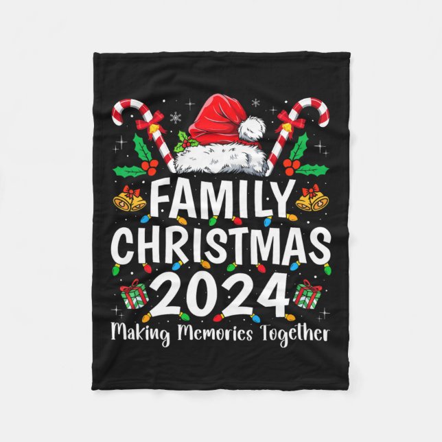 Family Christmas 2024 Matching Squad Santa Elf Fun Fleece Blanket (Front)