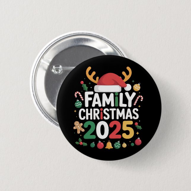Family Christmas 2025 Crew Group Matching Family  2 Inch Round Button (Front & Back)