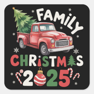 Family Christmas 2025 Crew Group Matching Family  Square Sticker