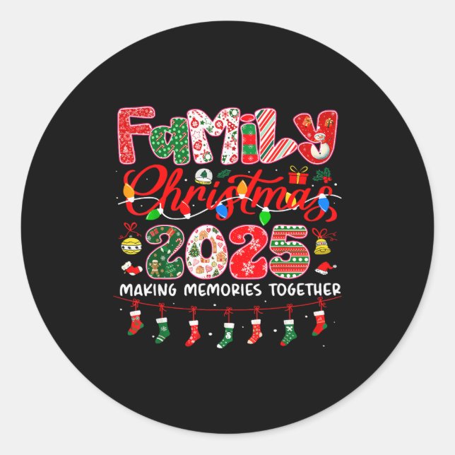 Family Christmas 2025 For Family Matching Pajamas  Classic Round Sticker (Front)
