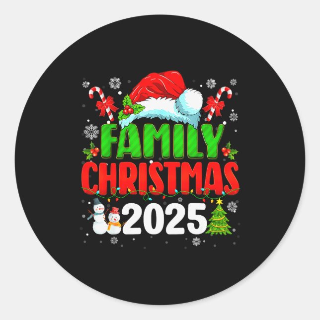 Family Christmas 2025 Matching Outfit Santa Squad  Classic Round Sticker (Front)