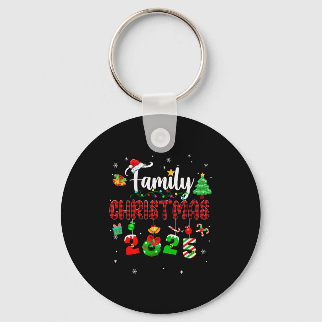 Family Christmas 2025 Matching Red Plaid Squad San Keychain (Front)