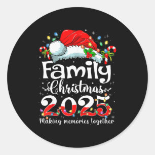 Family Christmas 2025 Matching Squad Santa Elf Fun Classic Round Sticker