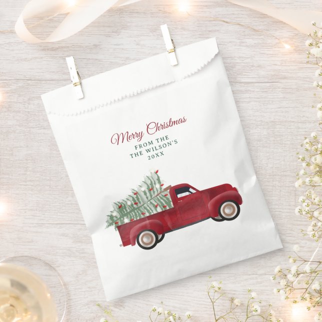 Family Christmas Antique Pickup Truck Xmas Tree Favour Bag (Clipped)