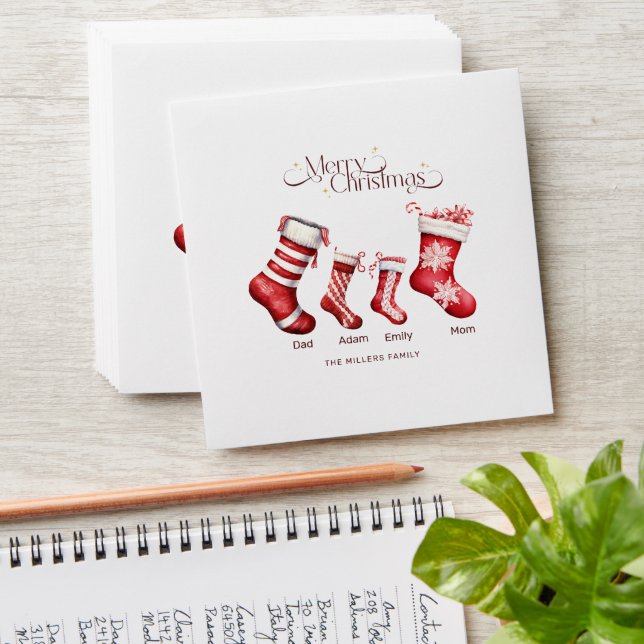 Family Christmas Card Personalized Merry Christmas Envelope (Stacked)