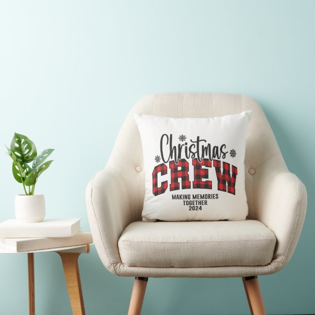 Family Christmas Crew 2024 T-Shirt Throw Pillow (Chair)