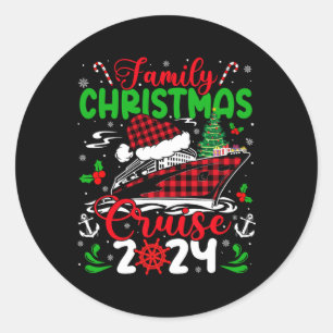 Family Christmas Cruise 2024 Plaid Cute Squad Xmas Classic Round Sticker