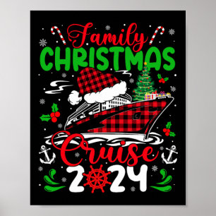 Family Christmas Cruise 2024 Plaid Cute Squad Xmas Poster