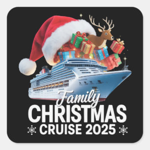 Family Christmas Cruise 2025 Matching Holiday Xmas Square Sticker