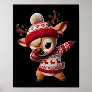 Family Christmas Dabbing Reindeer Xmas Deer Kids G Poster