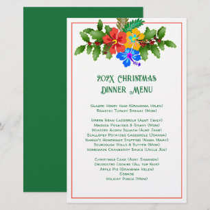 Family Christmas Dinner Hibiscus Menu Template