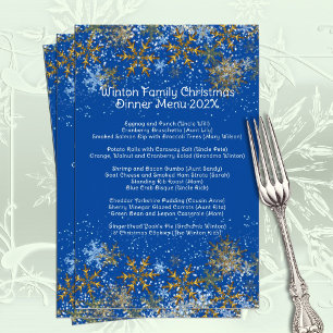 Family Christmas Dinner Menu Snowflakes Flyer