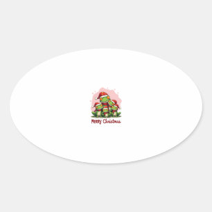 Family christmas frogs (1) oval sticker