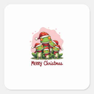 Family christmas frogs (1) square sticker