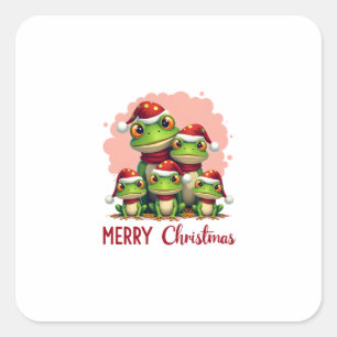 Family christmas frogs (3) square sticker