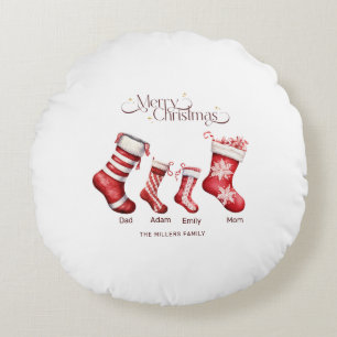 Family Christmas gift Personalized Merry Christmas Round Pillow