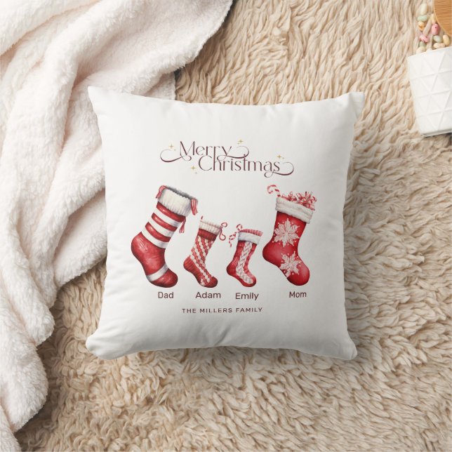 Family Christmas gift Personalized Merry Christmas Throw Pillow (Blanket)