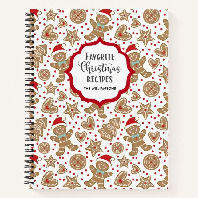 Family Christmas Gingerbread Man Recipe Cookbook Notebook (Front)