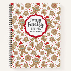 Family Christmas Gingerbread Man Recipe Cookbook Notebook
