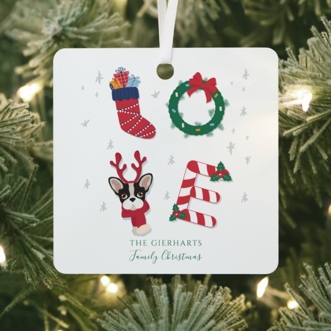 Family Christmas Holiday Boho Metal Ornament (Insitu)