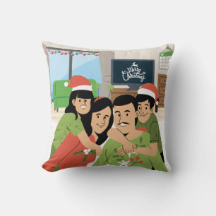 Family Christmas Hug Throw Pillow