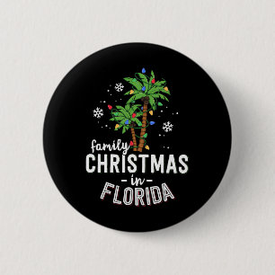 Family Christmas In Florida Palm Trees Xmas Beach 2 Inch Round Button