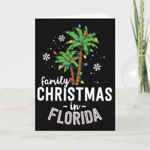 Family Christmas In Florida Palm Trees Xmas Beach  Card