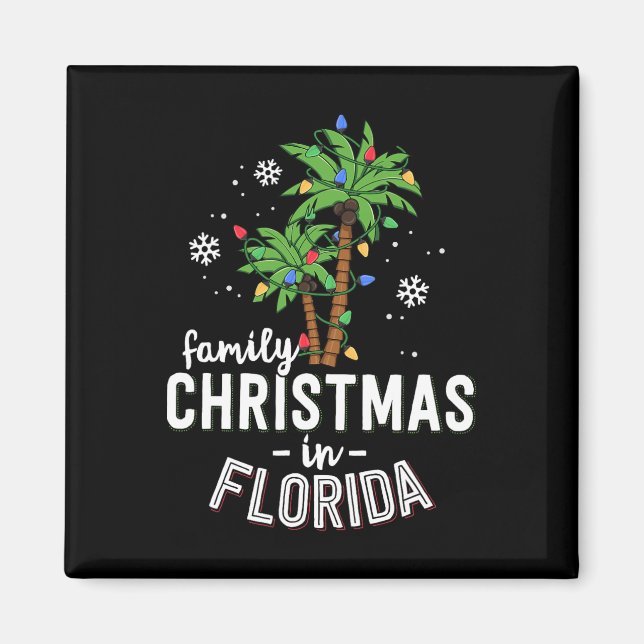 Family Christmas In Florida Palm Trees Xmas Beach  Magnet (Front)