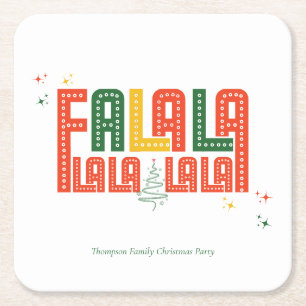 Family Christmas Karaoke Church Carols Service Square Paper Coaster