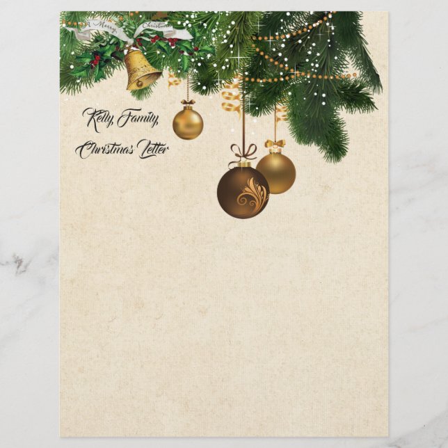 Family Christmas Letter Letterhead Writing Paper (Front)