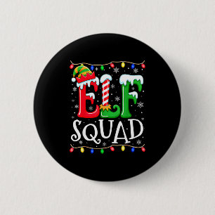 Family Christmas Matching Pajamas Elf Xmas Squad 2 Inch Round Button